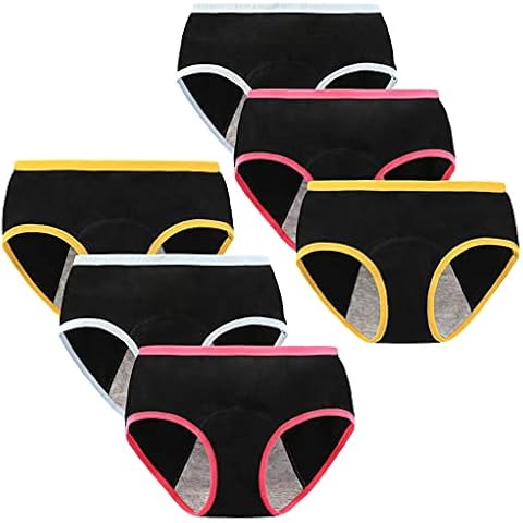 Anntry Teen Girls Cotton Underwear Menstrual Period Pants Leakproof Knickers Mid Waist Solid Panties for Teenage Age 10-18 (Pack of 6 ) Cover
