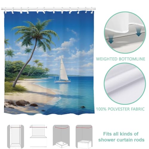 Rideau de douche anti moisissure et imperméable style plage - 8