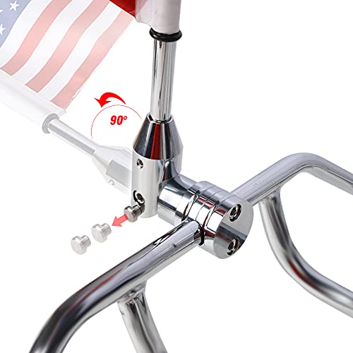 Image of Fold Down Motorcycle Flag Mount ＆ 6 by10 Inches Red Line Motorcycle US Flag for Harley Road King Touring Spring Honda Goldwing fit 1 /2 Luggage Rack Chrome Motorcycle Flag Pole
