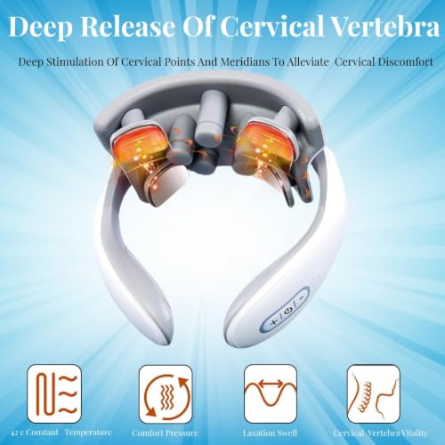 Image of Electric Neck Massager with Heat | Pain Relief Deep Tissue, Intelligent High-End Shiatsu Vibrating Neck Massage | Electric Massager for Neck Relaxation, Wireless Massager for Home and Office