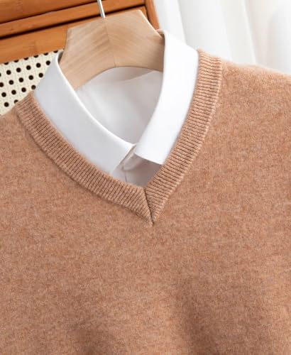 Men V-Neck Woolen Sweater Long Sleeve Pullover Warm Solid Knit Business Casual Jumper Top3