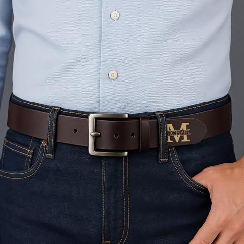 Father’s Day Gifts, Personalized Leather Belt for Men, Husband, BF, Custom Handcrafted Engraved Real Belt with Logo2