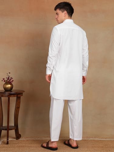 Image of See Designs Men's Full Sleeve Shirt Collar Solid Pathani Kurta with Salwar