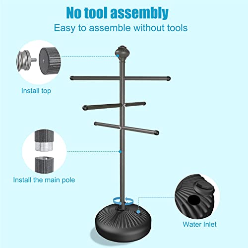 Hestiasko Pool Towel Rack Outdoor, 59" Metal Outdoor Towel Rack for Hot Tub with 3 Adjustable Bars, Patio & Hot Tub Accessories for Adults, Upscale Pool Towel Holder - Gray