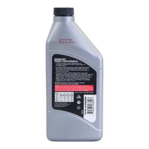 Quicksilver 858020Q01 Premium Two-Cycle TC-W3 Oil - Outboards, Personal Water Craft (PWC’s), Snowmobiles, Motorcycles and Chainsaws, 1 Pint Bottle
