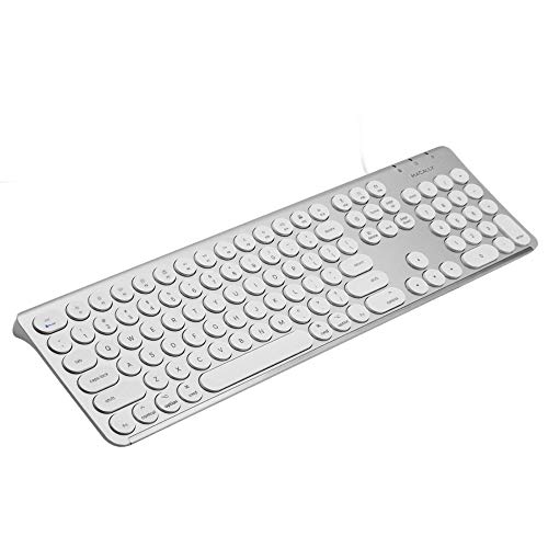Macally Full-Size USB Wired Keyboard with Round Keys, 21 Shortcuts and Numeric Keypad