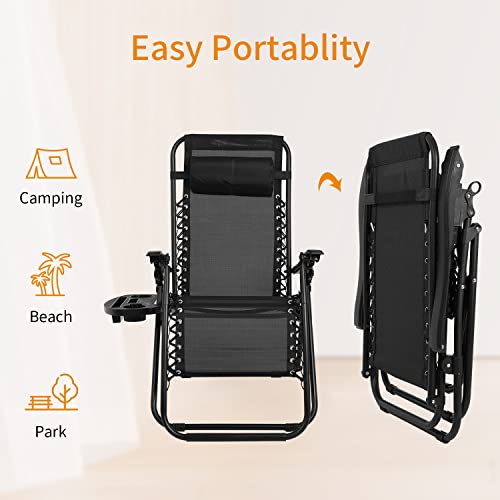 Fdw DC-HS27-BLACK-FDW Zero Gravity Chair Patio Chairs Lounge Patio Chaise 1 Pack Adjustable Reliners thumb #5