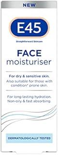 E45 Face Moisturiser  Face Cream for Long-Lasting Moisturisation  E45 Cream for Dry and Sensitive Skin  Dermatitis and Eczema Cream  Fast-Absorbing and Non-Greasy Formula - Dermatologically Tested