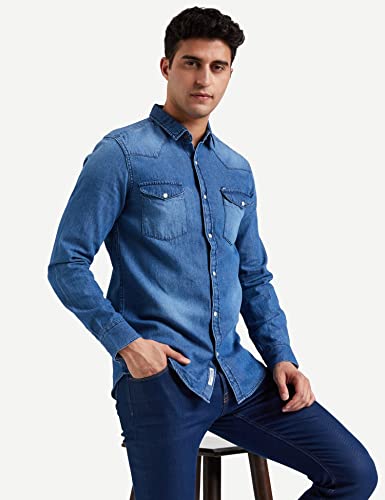 Image of Amazon Brand - INKAST Men's Solid Slim Fit Casual Shirt (IN-S-01C Ice Blue L)