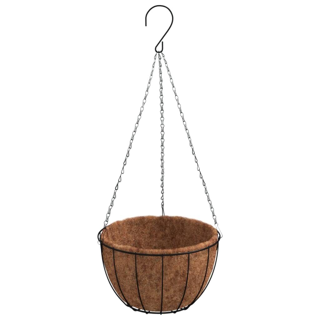 Pflanzampeln 4 Stück Schwarz mit Kokoseinlagen Ø 30x52 cm für Garten Balkon Terrasse Indoor Outdoor Pflanzenpflege