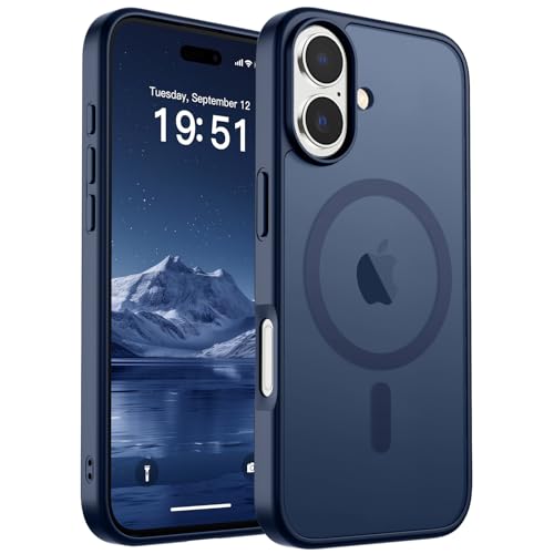 Image of SUPFINE Magnetic for iPhone 17 Case (Compatible with MagSafe)(Military Grade Drop Protection) Translucent Matte Shockproof with Anti-Fingerprint Phone Cover,Dark Blue