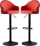  LMHAUSS Moderne Barhocker mit Verstellbarer Höhe und 360°-Drehung, hohe Barhocker mit Rückenlehne, 2er-Set für Bartheke, Küche und Zuhause Vigorous