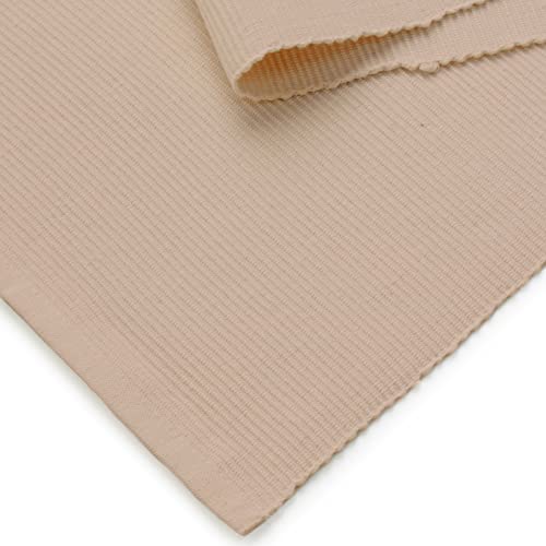 Image of Encasa XO Dining Table Runner for 4 to 6 Seater| Yarn Dyed Fine Ribbed Cotton | Size 32x150 cm | Solid Beige | Machine Washable