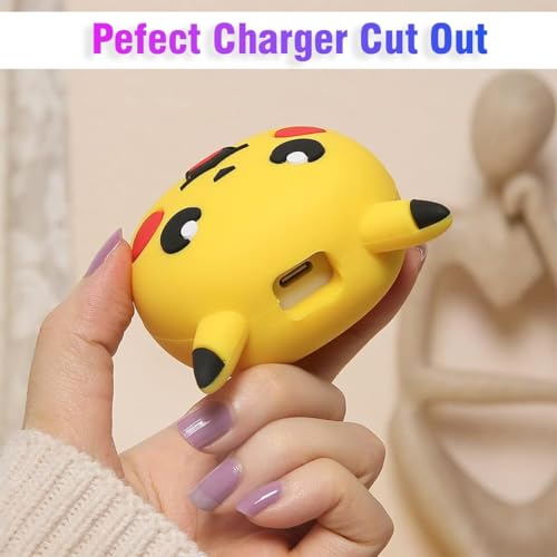 Image of Meyaar Silicone Protective Case for Apple 20W & 18W iPhone USB-C Power Adapter Charger and for USB Lightning Cable, 3D Cartoon Case for iPhone Charger 18W /20W Only (Pika.chuu (Yellow))