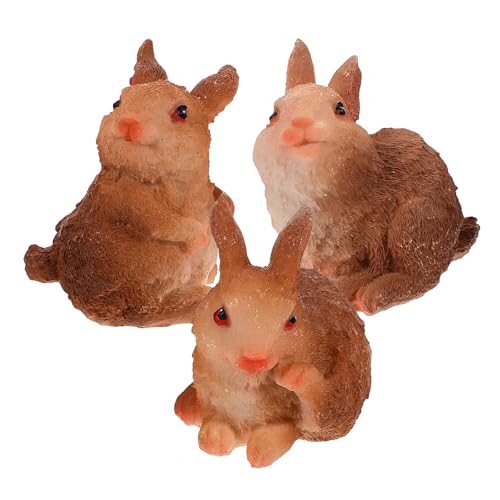 Milisten 3 Stück Teiliges Hasen dekor aus Hochwertigem Resin Niedliche Mini Rabbit Figuren für...