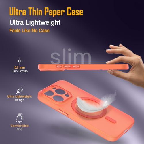 Image of ZAP CASE Paper Thin Case for iPhone 15 Pro | Ultra-Slim 0.5 mm Back Cover | Metal Buttons | Lightweight | Matte Finish | Anti-Fingerprint | Scratch Resistant | Camera Protection | Magsafe | Orange