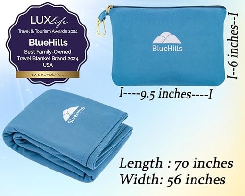 BlueHills Koc podróżny poduszka kompaktowa lekka kieszonkowa rozmiar samolot podróż niezbędna podróż lot rzuć w torbie przenośna obudowa samolot akcesorium morski niebieski L03