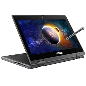 ASUS BR1100 Laptop 11.6″ HD Anti-Glare Touchscreen Display Intel Celeron N4500 4GB RAM 128GB Storage Dual Cam Windows 10 Pro Dark Grey Stylus Included