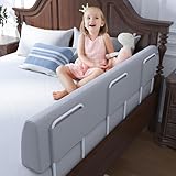 FigTime Bed Bumper for Toddlers, Foam Bed Rail for Toddlers, Toddler Bed Rail Bumper, Soft Safety Bed Guard Rail for Kids, Bed Side Rail for Twin, Full, Queen & King Beds (Grey, 59', 3-Bracket)