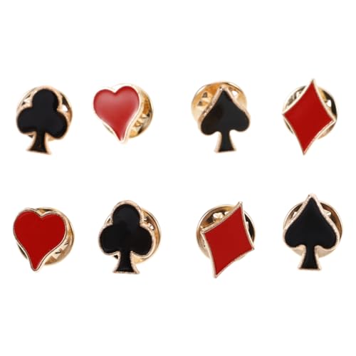Image of 8pcs Novelty Brooch Pins：4Styles Poker Playing Card Suits Alloy Enamel Pins - Lapel Brooches for Men, Women for Bags, Hats, Caps, Clothing(Style)