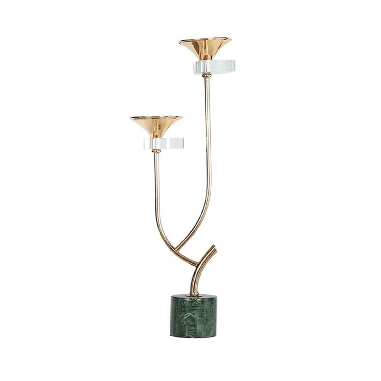 Candlestick Holder Light Luxury Iron Decorative Candlestick Marble Base Candlelight Dinner Props Porch Living Room Ornaments(Small)