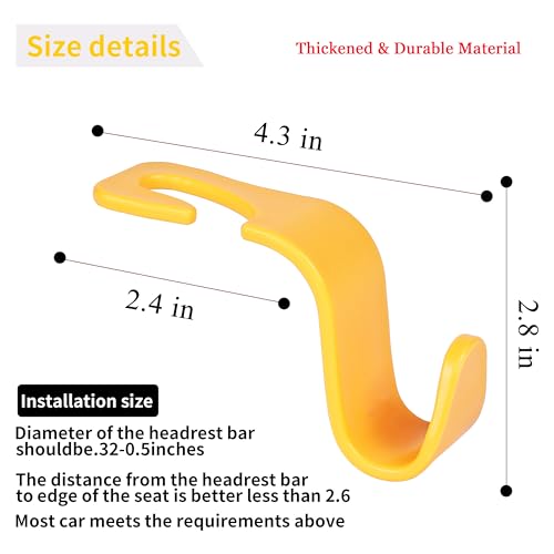 image for Amooca Car Seat Headrest Hook 4 Pack Hanger Universal Vehicle Car Stor