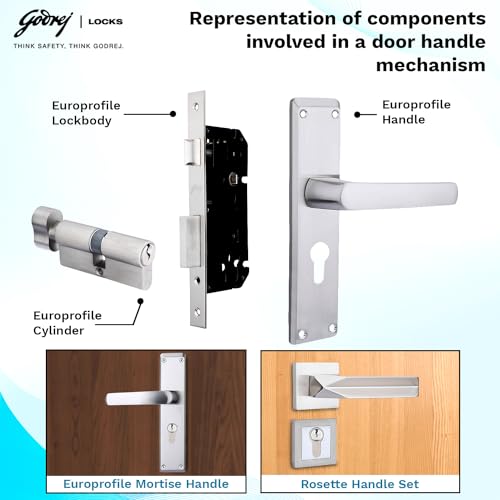 Image of Godrej Pin Cylinder | Europrofile Pin Cylinder | Suitable for Main & interconnecting Doors | 1CK 90mm | Satin Steel Finish | Door Thickness Upto 70mm | 3 Keys | 5 Years Warranty