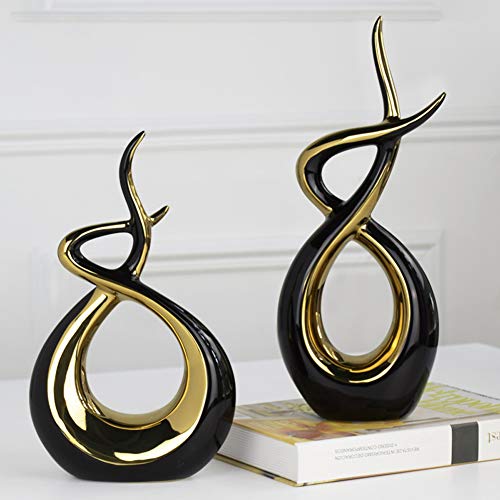 WIG-WYF Objets Décoratifs en Céramique Argent, Sculpture De Décoration De Table en Céramique, Salon Décoration Moderne Artisanat Abstrait, Éléments Décoratifs en Spirale élégants E