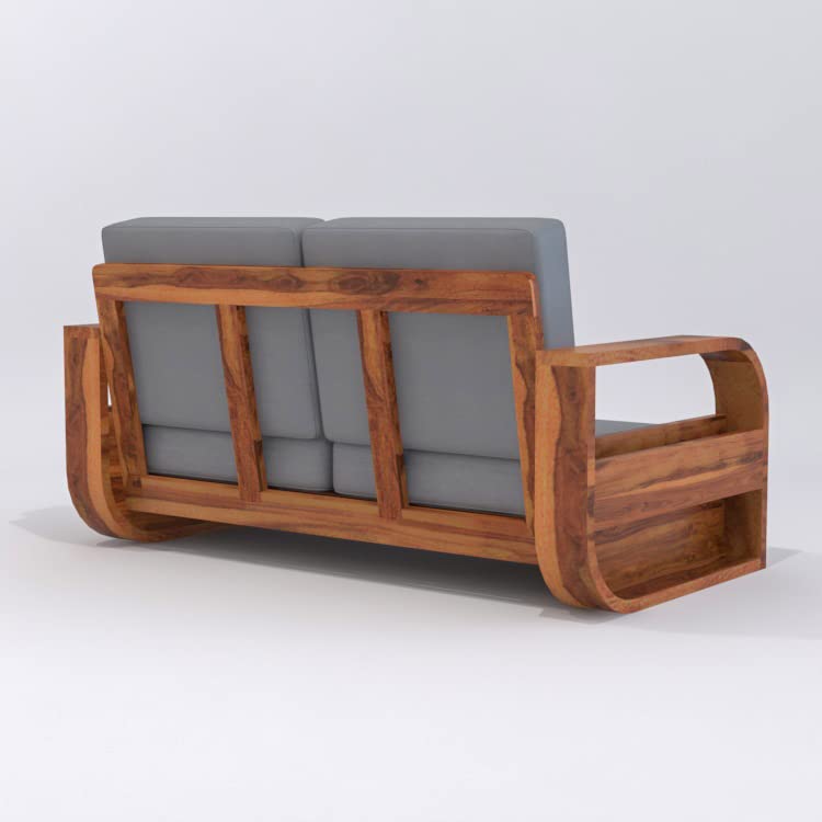 Image of Wooden 2 Seater Sofa Set for Living Room, Two Seater Sofa for Office & Lounge, 2 Seater Sofa Sets for Home, Sheesham Wood (2 Seater,Honey Finish)