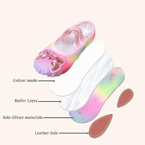 Ballet Shoes Glitter Split-Sole for Girls Toddler Dance Slippers with Elastic Laces for (Toddler/Little Kid/Big Kid)3