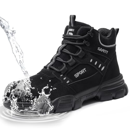 Work Boots for Men Waterproof Steel Toe Shoes for Men Lightweight Steel Toe Boots Comfortable Safety Boot Industrial Construction Boot Work Utility Shoes High Top Indestructible Shoe