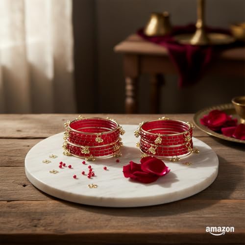 Image of Kashmiri Ghangharoo Glass Bangle Set for Women| Light Weight Bangles | Traditional Transparent Fancy Glass Chudi Set for Wedding, Party|Set Of 16(12 Glass + 4 ghungroo bangles)