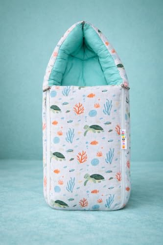 Image of NEW COMERS 3 in 1 Carry Nest Portable Cushion Bed with Waffle Texture Soft 100% Pure Muslin Padding Lightweight Travel Friendly Multi-Use Carry Wrap with Secure Support Design | Unisex Carry Bag Nest
