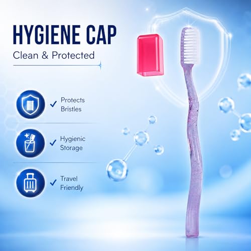 Image of MAXI System Hard Toothbrush for Adults | Deep Plaque & Stain Removal | Anti-Bacterial Travel Cap | Manual Big Head Hard Bristles Tooth Brush | Multicolor Pack of 12