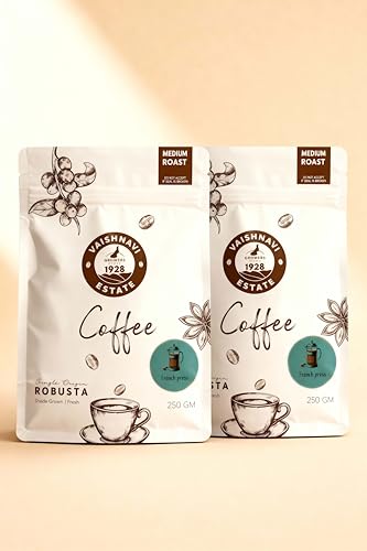 Image of Vaishnavi Estate's Medium Roast Robusta Coffee | Single Origin | Shade Grown | Freshly Roasted & Ground | French Press - (250g, Pack of 2)