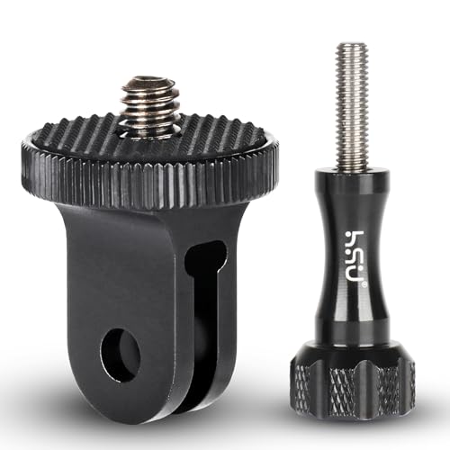 Image of HSU Aluminum Camera Tripod Mount Adapter, 1 /4 inch- 20 Camera Mount with Aluminum Thumbscrew, Tripod Adapter Compatible with Insta360 X4 /X3 /X2 /X /RS /R /GoPro /Sony /Sjcam and Other Cameras (Black)