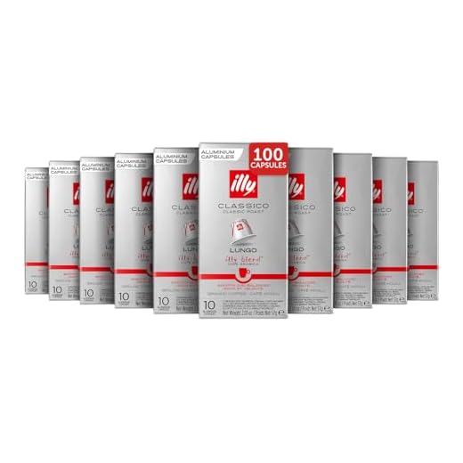 illy, Compatibele Aluminium Koffiecapsules CLASSICO Lungo, 100% Arabica met Tonen van Oranjebloesem en Jasmijn, Zachte en Fluweelachtige Smaak, 10 Verpakkingen van 10 (100 Capsules in Totaal)