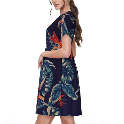 Robe d'été style décontracté fleurs tropicales pour fête - 2