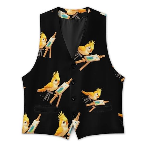Cockatiel Artist Bird Mens Slim Fit Suit Vest Dress Waistcoat Casual Business Vest3