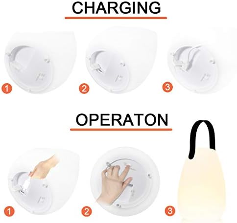 uuffoo LED Night Light, Portable Smart Bedside Table Lamp, Rechargeable Dimmable RGB Bedroom Lamp Kids, Waterproof Camping Light with Remote and Soft Handle Rope for Indoor Outdoor Home Decoration