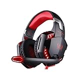 CIC Gamer Fone de Ouvido Kotion Each G2000 Headset LED Microfone PS4 Xbox Notebook PC MAC, Preto e vermelho
