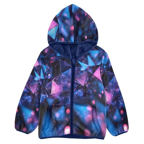 Abstract Structure Dark Blue Toddler Fleece Jacket Girl Boys Hooded Fleece Jacket Coat Warm Outwear Zip-up 3-10T