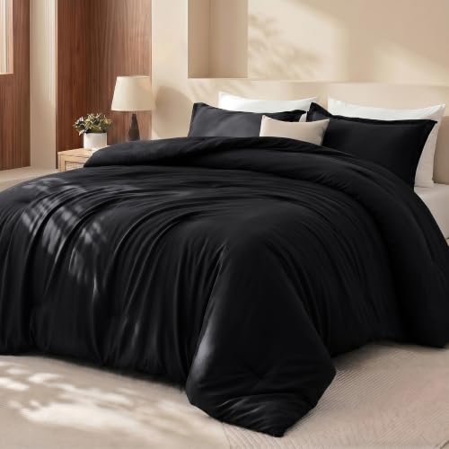Image of Utopia Bedding 3 Pc Queen Comforter Set, All Season Bedding, Black