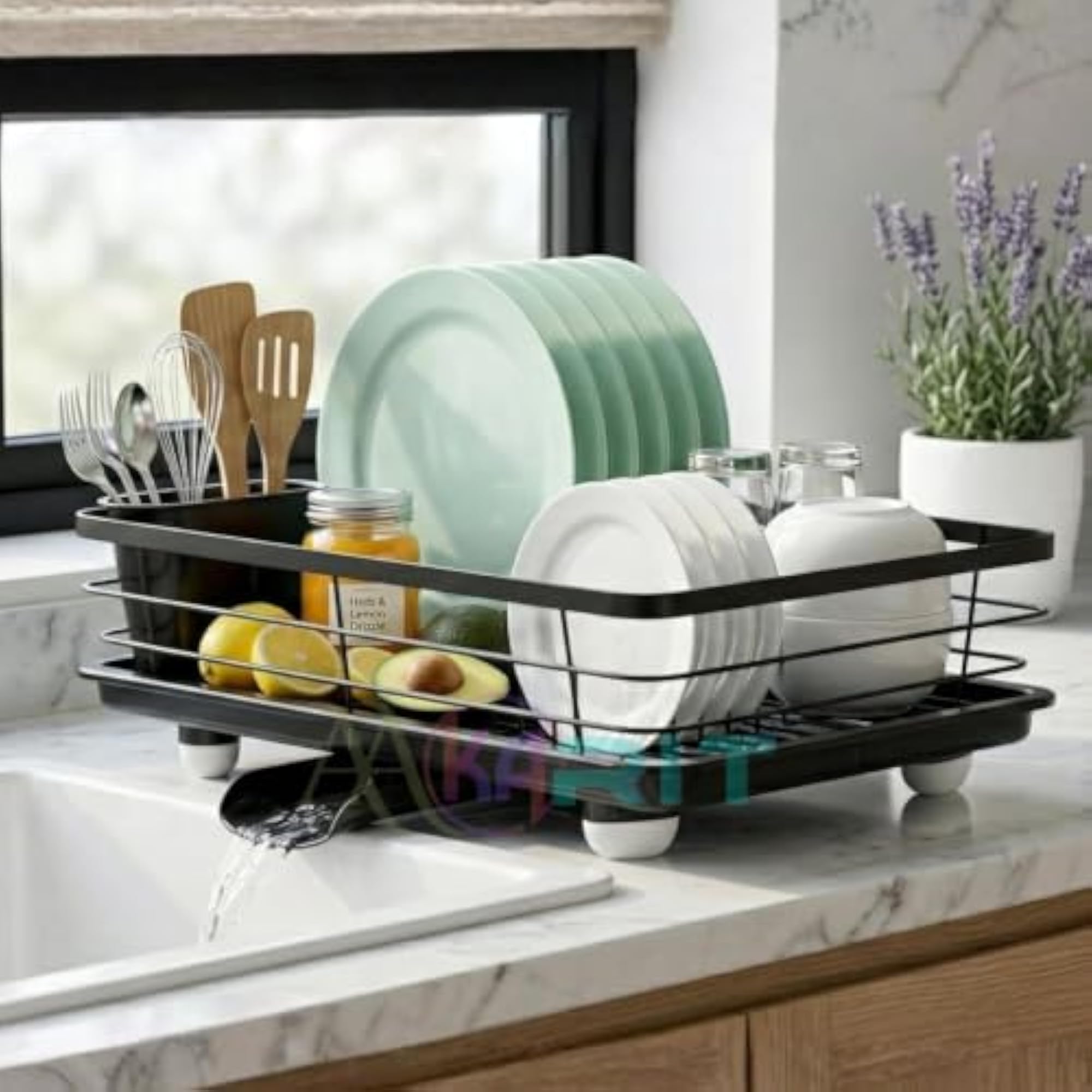Large Dish Drying Rack with Built-in Drain Outlet