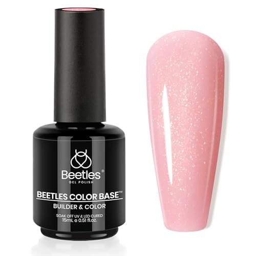 Gelab cosmetics LLC Beetles Color Base Gel Nail Polish, 1pcs 15ml Rubber Base Builder Neutral Nude Gel Base Coat Warm Jade Nail Polish, Base Coat Nail Strengthener Soak Off UV LED light Needed