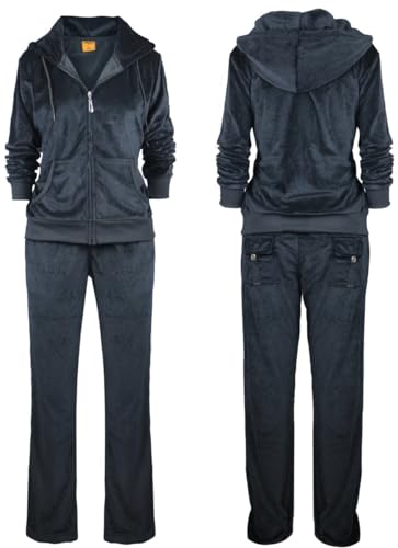 Image of LeeHanTon Womens Jogging Suits Sets Running Velour Outfit Zipper Warm Up 2 Pieces Hoodie and Pant Tracksuit
