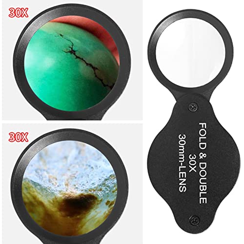 Lente de mão dobrável de 30 mm,Lupa Dobrável de Metal 30X | Lente de lupa de bolso portátil para joi