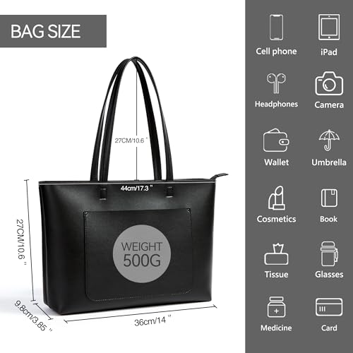 Bolso Tote de cuero para mujer con cierre y gran capacidad miniatura 5