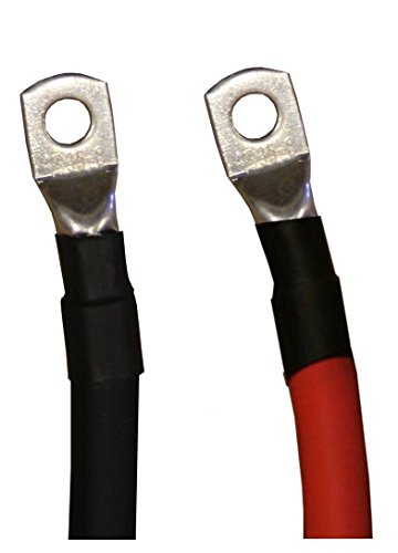 2 Awg Gauge Red + Black Pure Copper Battery Inverter Cables Solar, Rv, Car, Boat 12 In 5/16 In Lugs #TOP1