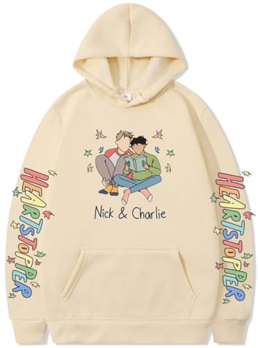Photo de Silver Basic Homme Heartstopper Nick and Charlie Vêtements de Sport Classiques avec Chapeau Sweat à Capuche -Khaki-3XL1
